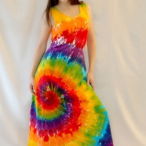 Tie Dye Rainbow Swirl Maxi Dress - Etsy