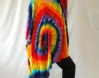 Tie Dye Rainbow Swirl Light Rayon Poncho