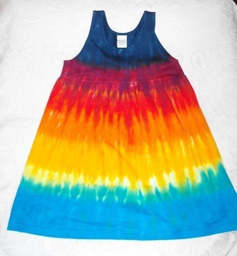 Rainbow Tie Dye Girl's Empire Waist Dress | Etsy