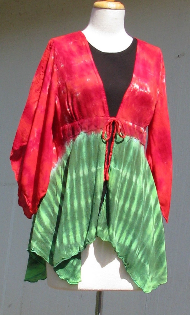 Tie Dye Kimono Sleeve Jacket in Watermelon