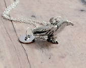Raven initial necklace - raven jewelry, crow jewelry, black bird jewelry, raven necklace, bird necklace, crow necklace, raven gift