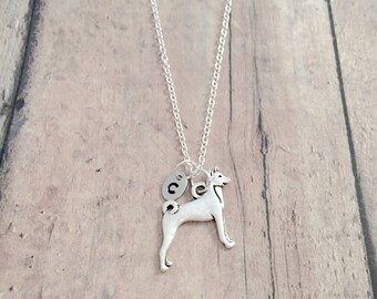 A key pendant with a Basenji dog A new collection with the geometric dog Dog keyring for dog lovers
