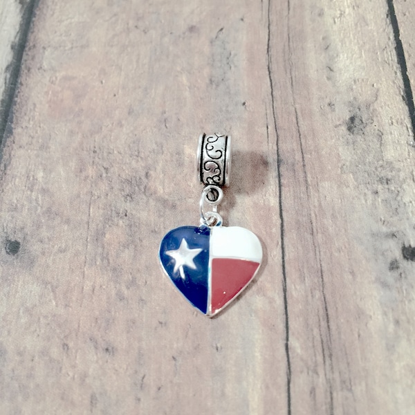 Texas flag pendant (1 piece) - Texas flag heart charm, state charm, Texas heart charm, Texas pendant, state pendant, Texas flag gift