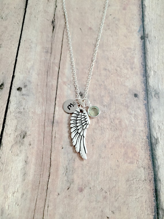 Angel wing initial necklace discount