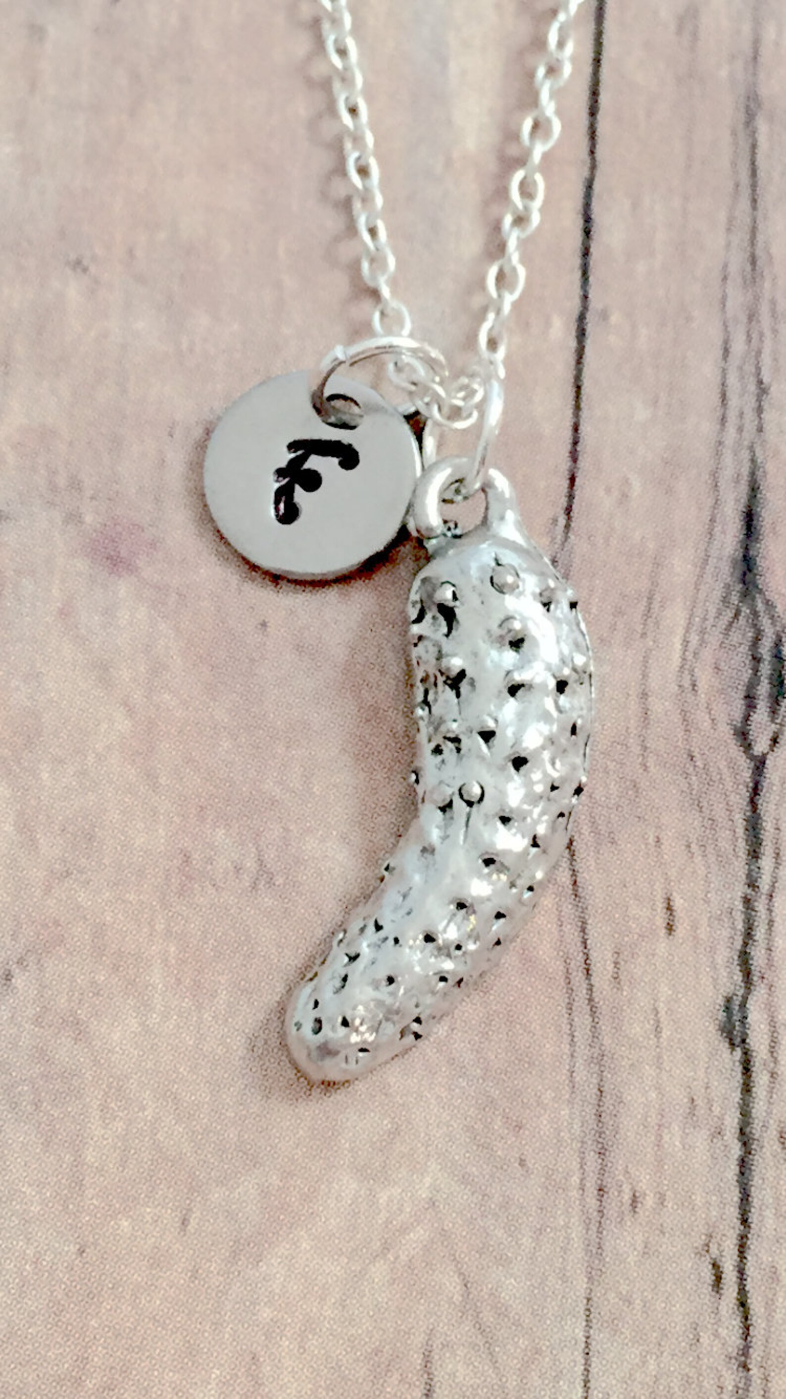 Pickle Initial Necklace Pickle Jewelry Food Jewelry Etsy