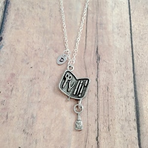 Manicurist initial necklace - manicurist jewelry, nail polish jewelry, cosmetology jewelry, manicurist gift, fingernail polish necklace