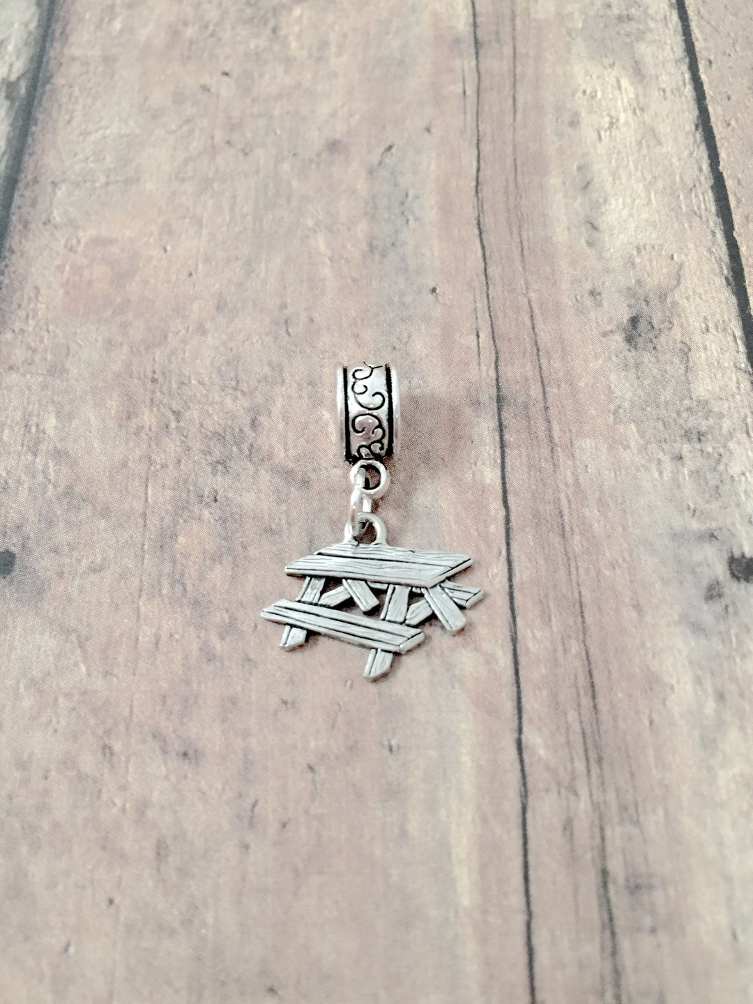 Picnic Table Pendant 1 Piece Silver Picnic Table Charm, Picnic Pendant ...