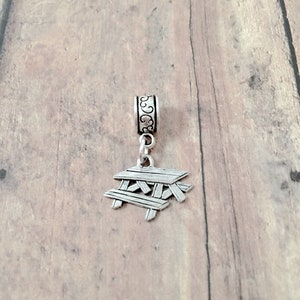 Picnic table pendant (1 piece) - picnic table jewelry, picnic jewelry, summer jewelry, camping jewelry, picnic table gift, camping pendant
