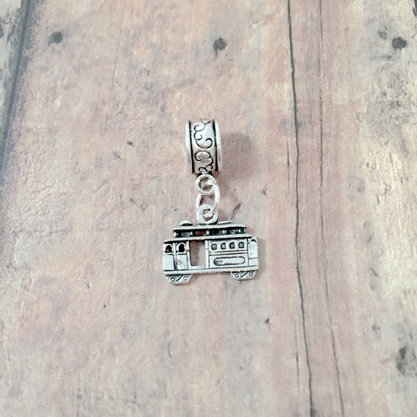 Cable car pendant (1 piece) - silver cable car charm, San Francisco charm, transportation charm, cable car gift, San Francisco pendant