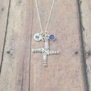 St. Brigid's cross initial necklace - St. Brigid's cross jewelry, Irish jewelry, Imbolc jewelry, St. Brigid's cross gift, Irish necklace