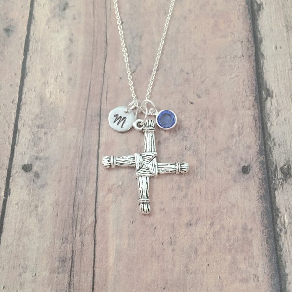 St. Brigid's Cross Initial Necklace: Irish Imbolc Jewelry