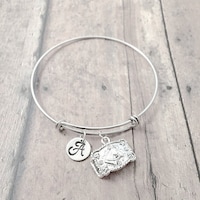 Belt Buckle Initial Bracelet - Silver