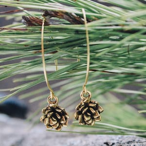 Gold Succulent Dangle Earrings: Plant Lover Gift