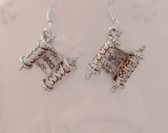 Torah earrings - Torah jewelry, religious earrings, Judaic jewelry, religious jewelry, Torah gift