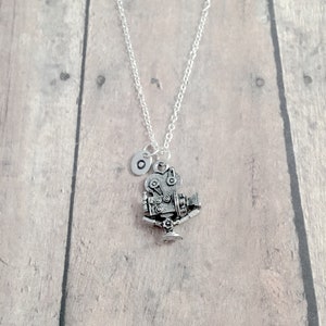 Movie camera initial necklace - movie camera jewelry, film jewelry, movie jewelry, movie camera necklace, film necklace, movie camera gift