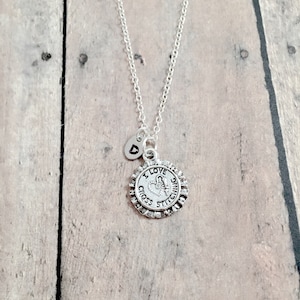 Cross stitching initial necklace - cross stitcher jewelry, sewing jewelry, cross stitch necklace, sewing gift, I love cross stitching gift
