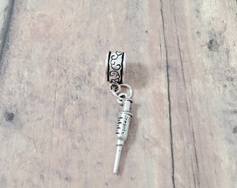 Syringe pendant (1 piece) - silver syringe charm, nurse charm, medical charm, syringe gift, nurse pendant, medical pendant, healthcare charm