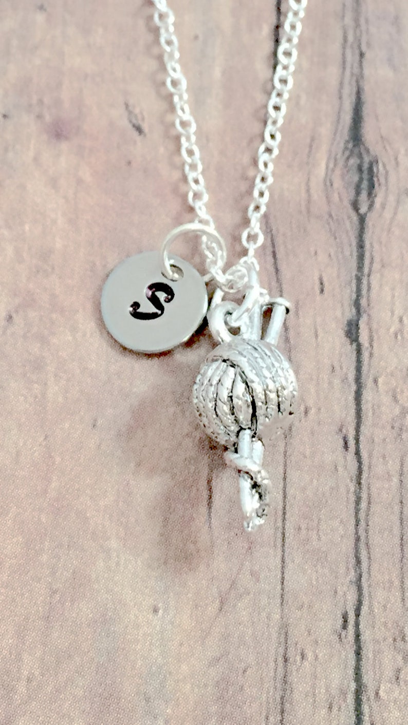 Ball of Yarn Initial Necklace Yarn Jewelry Knitting Etsy