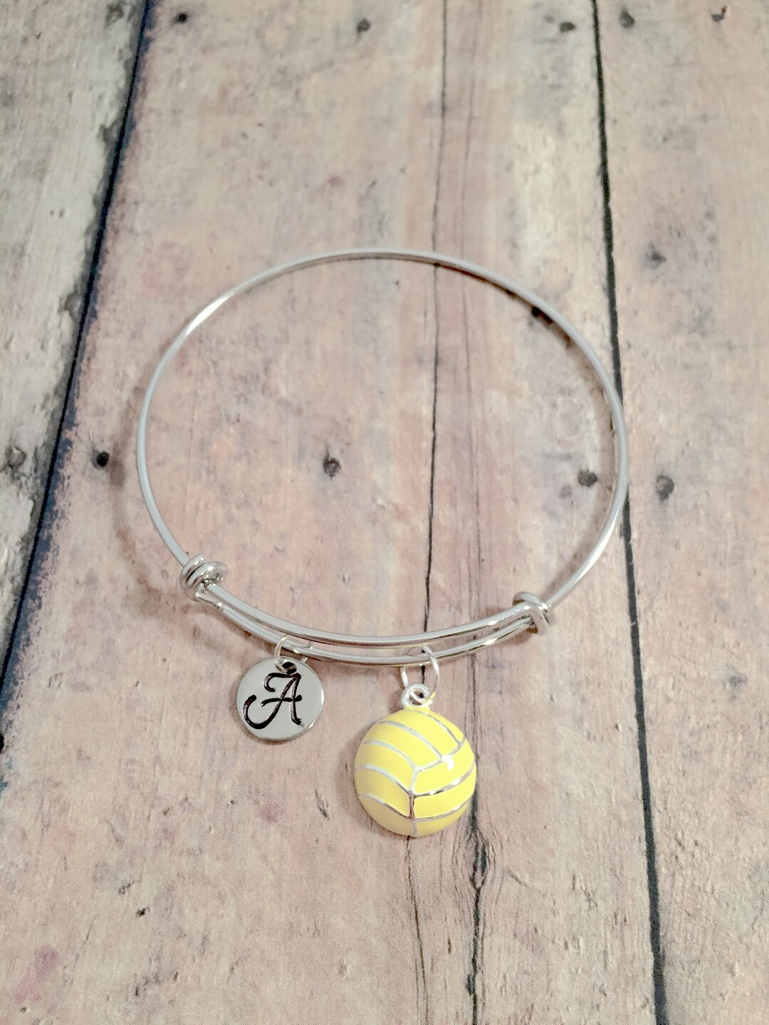 Water Polo Initial Bangle Water Polo Jewelry Water Sports Etsy