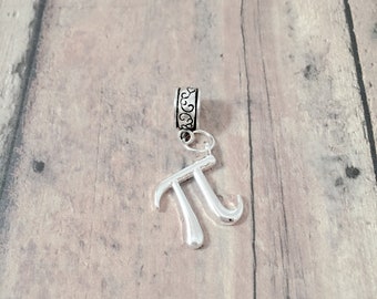 Pi symbol pendant (1 piece) - silver pi symbol, math charm, teacher charm, pi symbol gift, math pendant, teacher pendant, math major gift