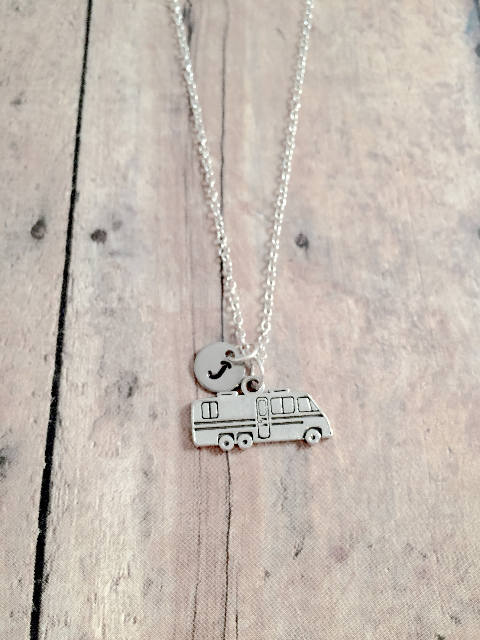 RV Initial Necklace RV Jewelry Travel Jewelry Recreational Etsy