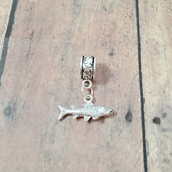 Trout pendant (1 piece) - silver trout charm, fly fishing charm, fish charm, trout gift, fly fishing pendant, silver trout, fish gift