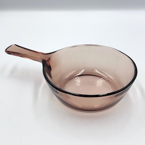 Vintage Corning Visions Amber Grab-It Bowl, Small Sauce Pan, Made in USA