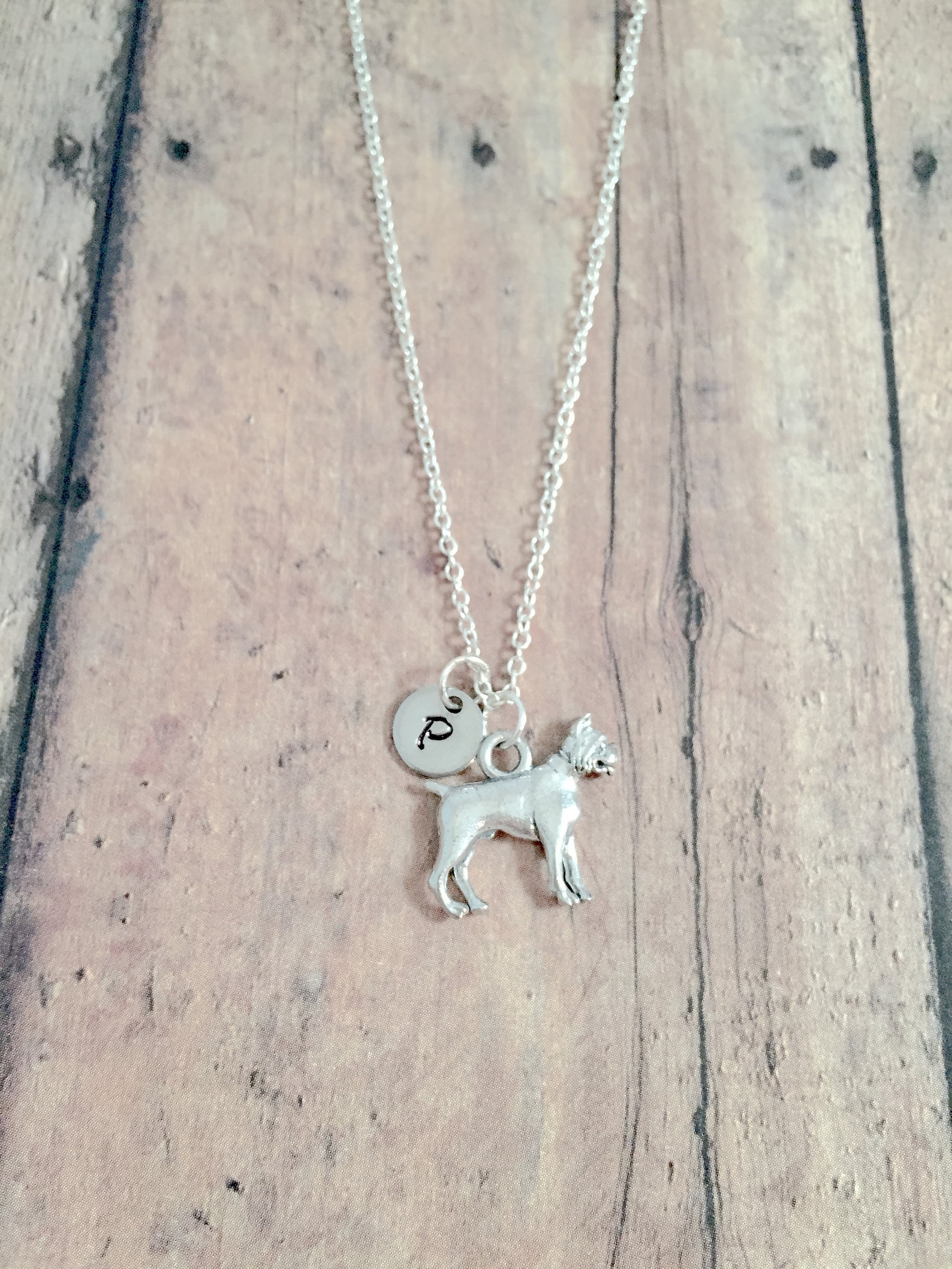 Boxer Dog Initial Necklace Boxer Dog Jewelry Dog Breed Etsy