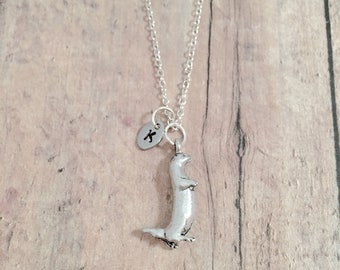 Otter Initial Necklace: Sea Life Jewelry, Animal Necklace