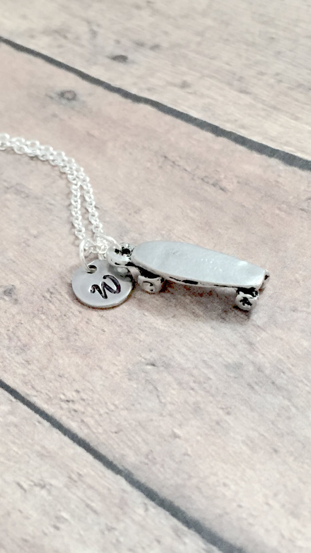 Skateboard Initial Necklace Skateboard Jewelry, Skater Jewelry, Sports