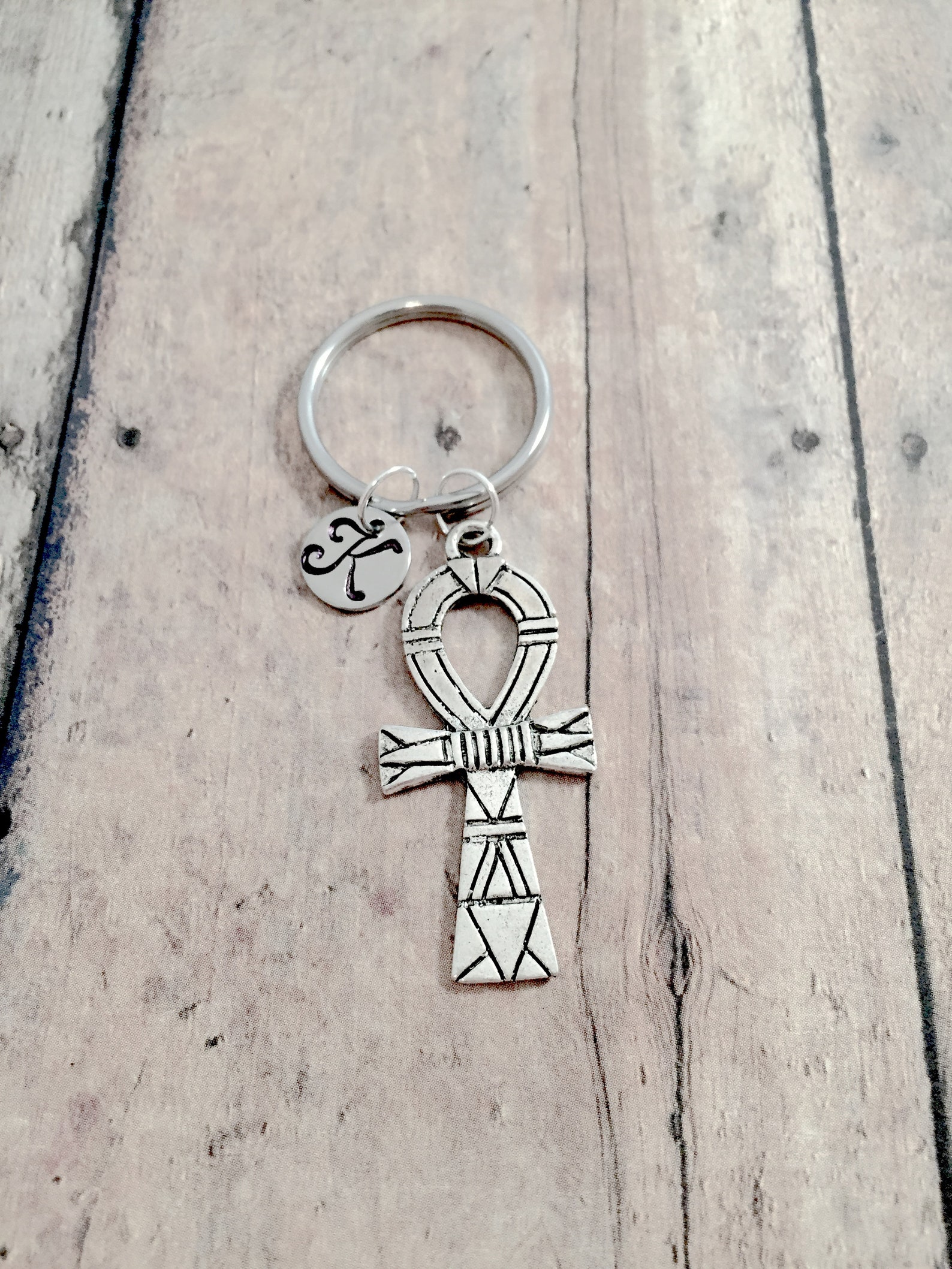 Ankh initial key ring ankh keychain Egypt key ring key of Etsy