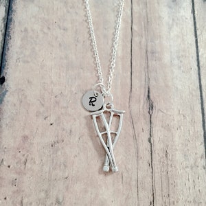 Crutches initial necklace - crutches jewelry, medical jewelry, physical therapy jewelry, crutches necklace, crutches gift, PT necklace