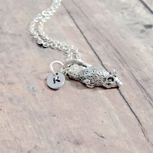 Mouse initial necklace - mouse jewelry, rat jewelry, mice jewelry, mouse necklace, rat necklace, rodent jewelry, rat gift, mouse gift