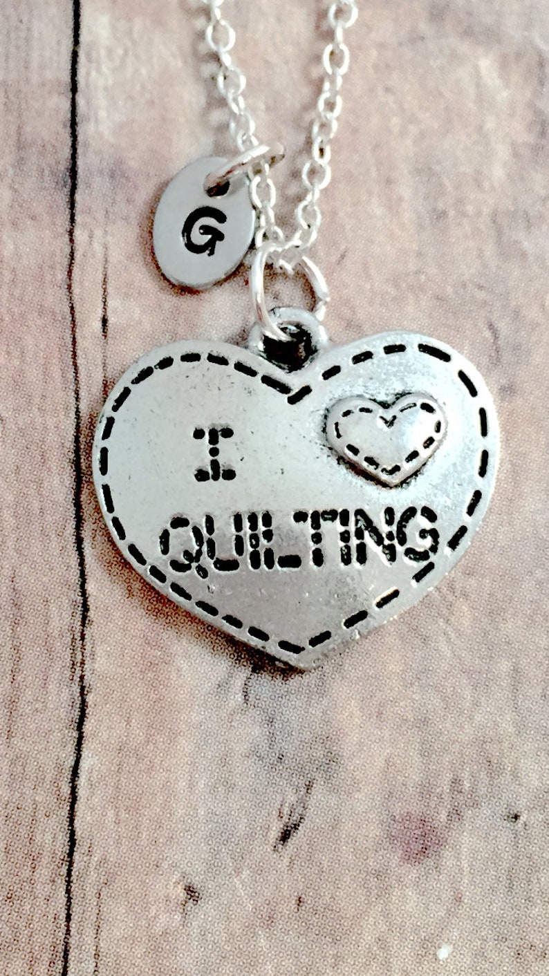 Quilting Initial Necklace Quilting Jewelry Quilter Jewelry Etsy