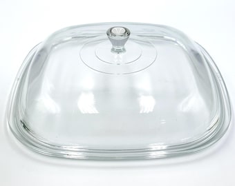 Vintage Pyrex P2C Glass Lid Square 2 Qt Replacement Clear Knob
