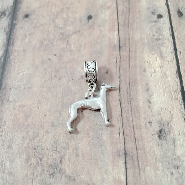 Greyhound pendant (1 piece) - silver greyhound pendant, dog charms, greyhound gift, dog breed charm, greyhound dog pendant, silver greyhound