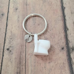 Toilet initial key ring (plastic) - toilet keychain, plumber key ring, bathroom key ring, toilet key chain, plumber keychain, toilet gift