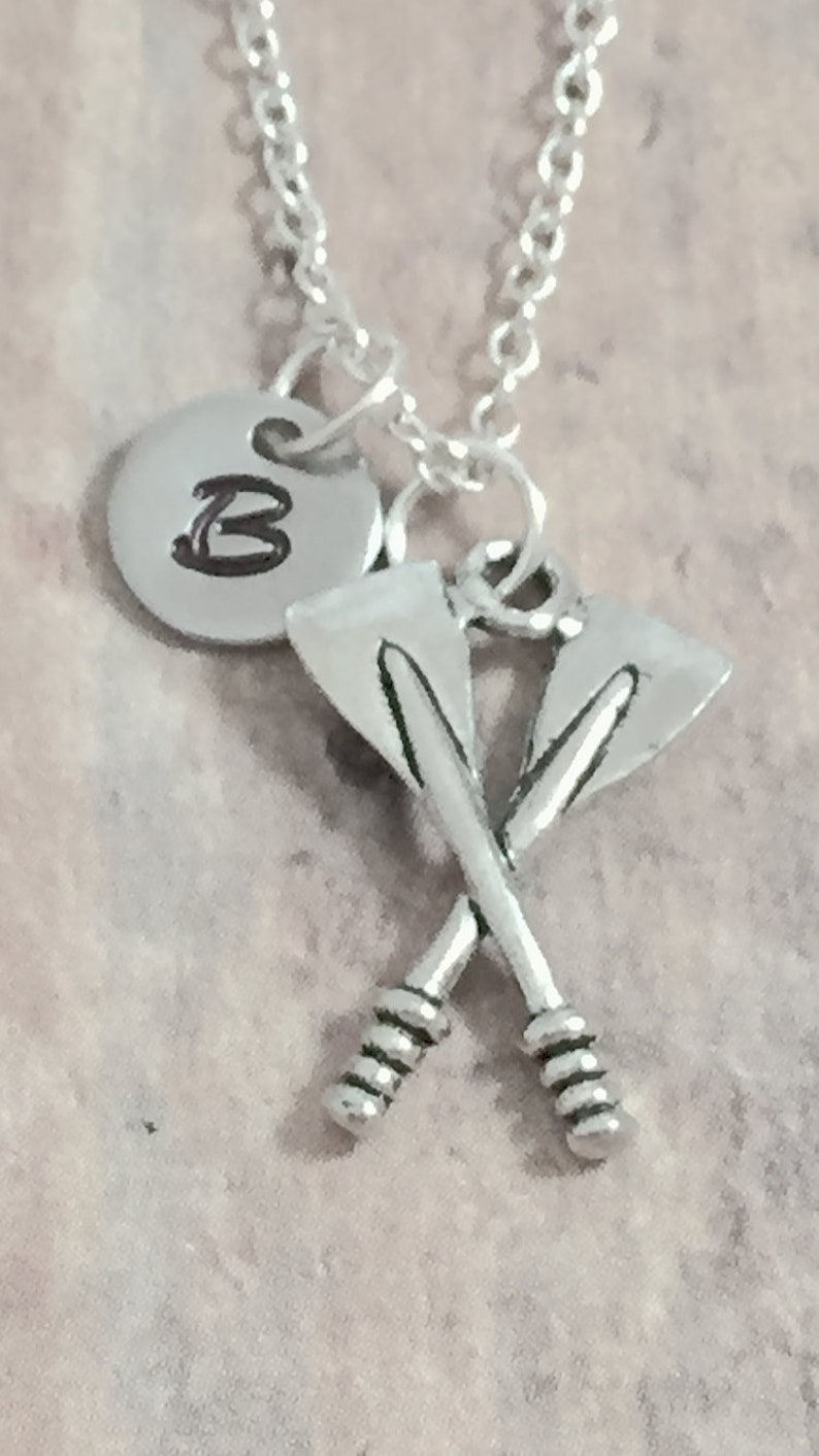 Oars Initial Necklace Oars Jewelry Rowing Jewelry Crew Etsy