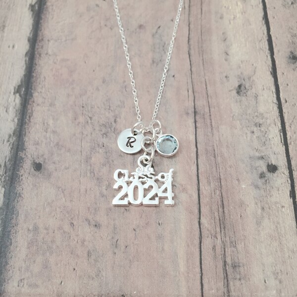 Class of 2024 initial necklace - 2024 jewelry, 2024 graduation necklace, grad gift, 2024 necklace, graduation jewelry, 2024 grad gift