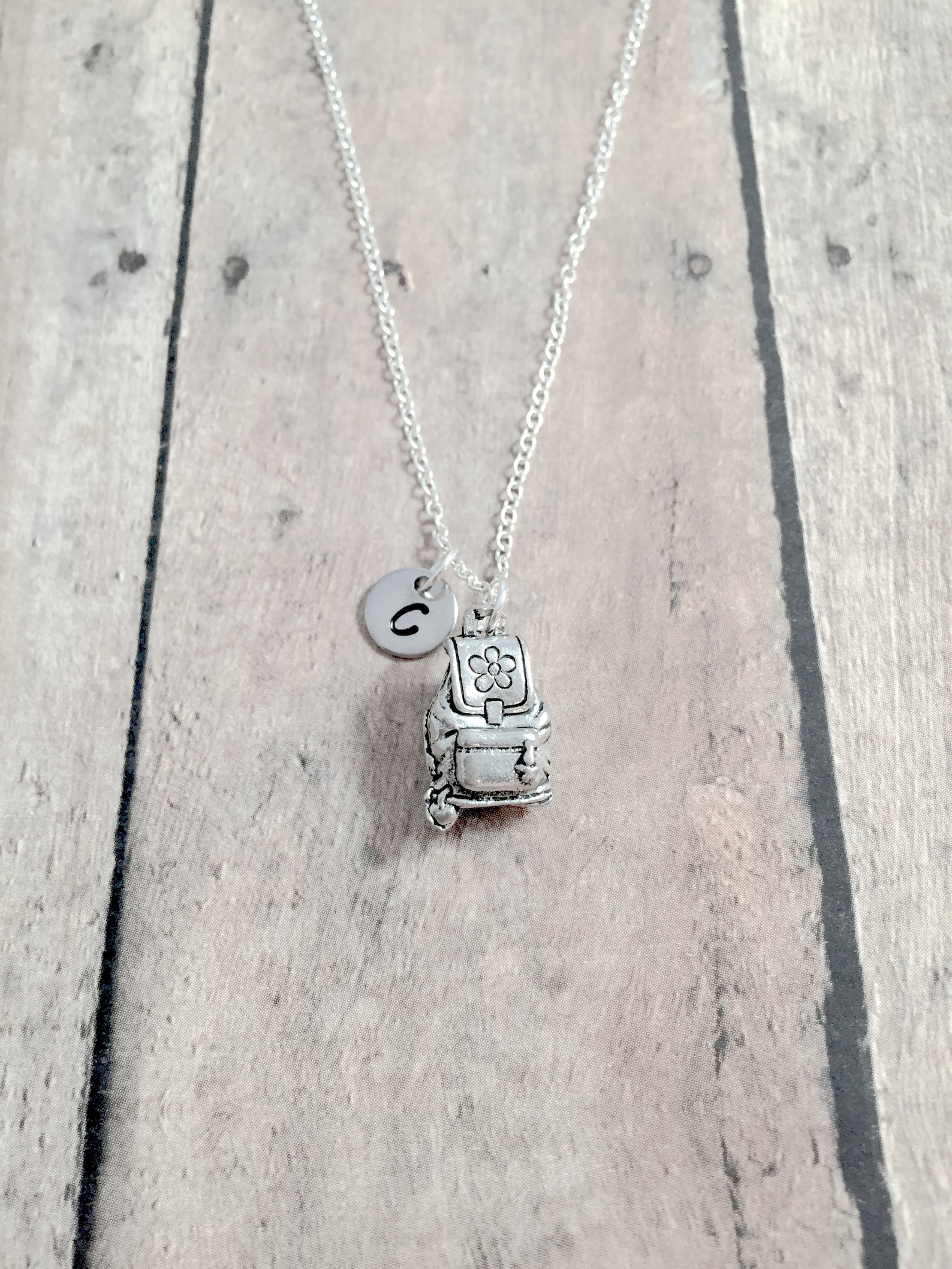 Backpack Initial Necklace Backpack Jewelry Knapsack Etsy