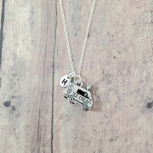 Ice cream truck initial necklace - ice cream truck jewelry, ice cream jewelry, summer jewelry