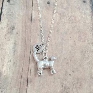 Cat initial necklace - cat jewelry, pet jewelry, feline jewelry, silver cat pendant, pet cat necklace, cat gift, pet necklace