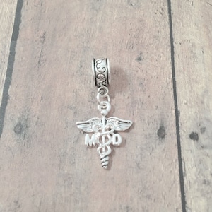 MD Caduceus pendant (1 piece) - MD jewelry, doctor jewelry, medical jewelry, MD gift, doctor pendant, medical pendant, doctor gift