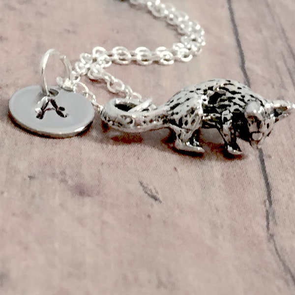 Opossum initial necklace - opossum jewelry, marsupial jewelry, opossum necklace, possum pendant, possum gift, possum jewelry, opossum gift