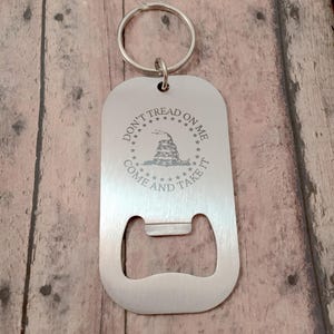 Don&#39;t tread on me key ring - Gadsden flag key ring, don&#39;t tread on me gift, Gadsden flag keychain, patriotic key ring