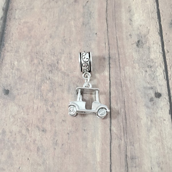 Golf cart pendant (1 piece) - silver golf cart charm, golf charm, sports charm, golf pendant, silver golf cart, golf gift, sports pendant