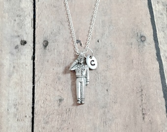 Soldier Initial Necklace: Military Jewelry, Patriotic Necklace