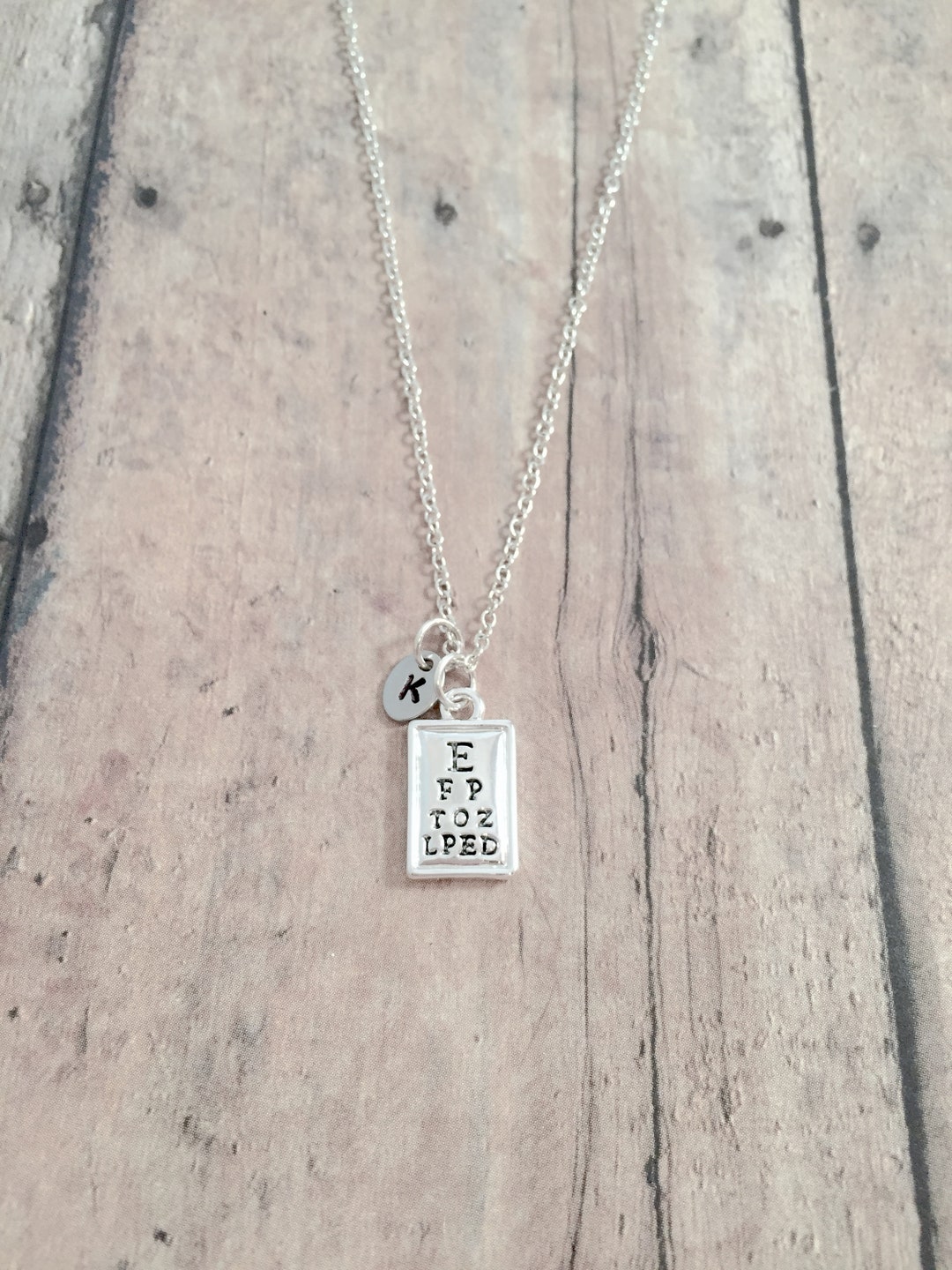Eye Chart Initial Necklace Eye Chart Jewelry, Optometrist Jewelry, Eye