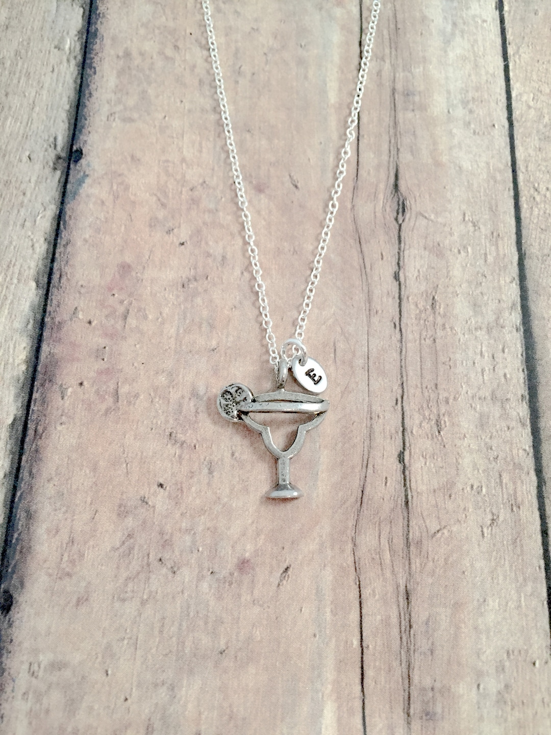 Margarita Initial Necklace Margarita Jewelry, Drink Jewelry, 21st