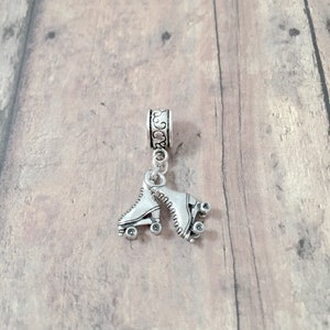 Pewter Roller Skates Pendant: 3D Roller Derby Charm